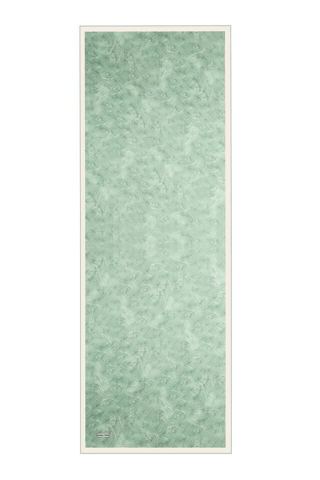 وشاح حريري بنمط فرشاة مائية باللون الأخضر - 4