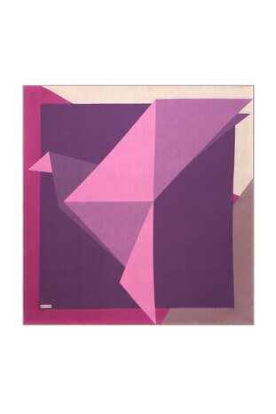 الأرجواني الوردي نمط هندسي حك الحرير وشاح مربع - Thumbnail