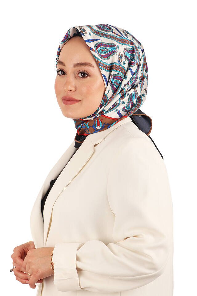 براون اللبلاب توليب نمط حريري وشاح مربع - 2