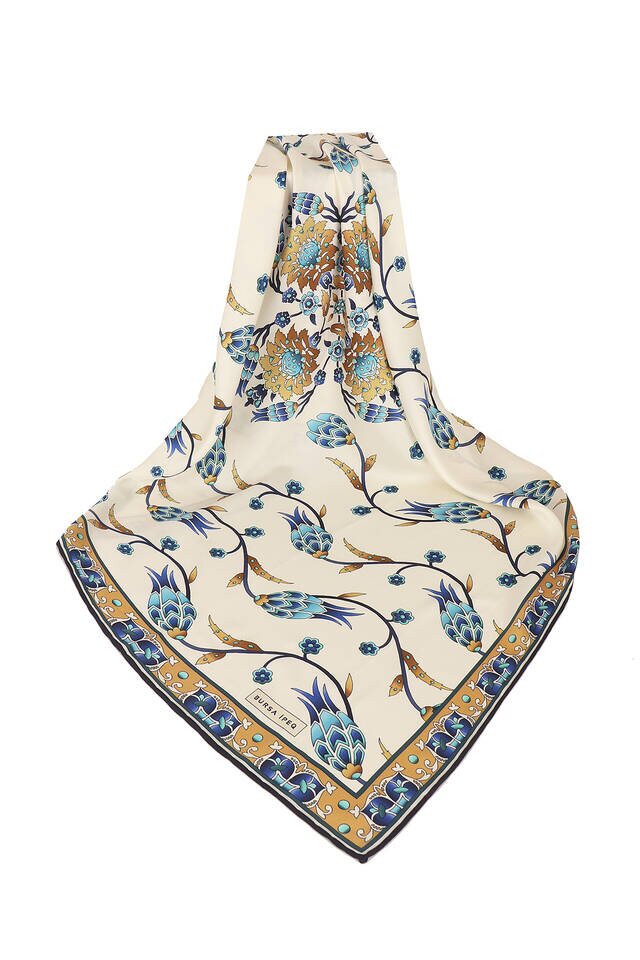 صف الذهب توليب نمط حريري وشاح مربع - 3