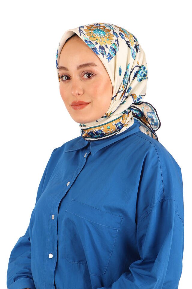 صف الذهب توليب نمط حريري وشاح مربع - 2