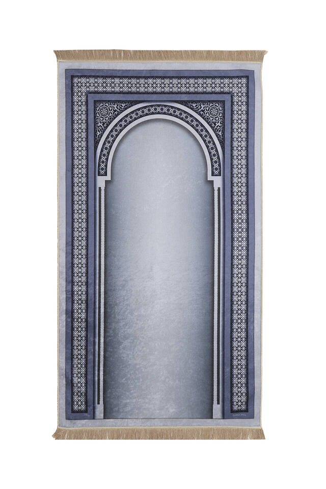 سجادة صلاة من المخمل النيلي - Bursa İpek