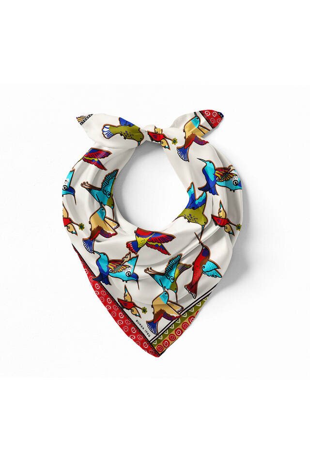 مربع جيب حريري مزخرف باللون الأصفر والأخضر - 2