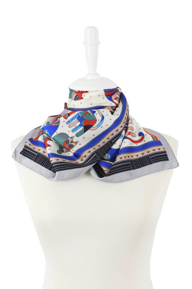 رمادي أحمر منقوش حريري الفولار - 2