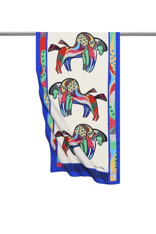 فولار حريري مزخرف باللون الأسود من ساكس 