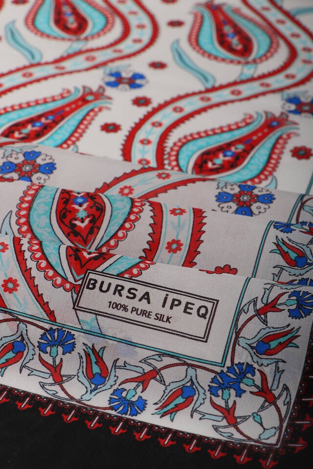 فولار حرير توليب فوال أبيض وأسود - 3