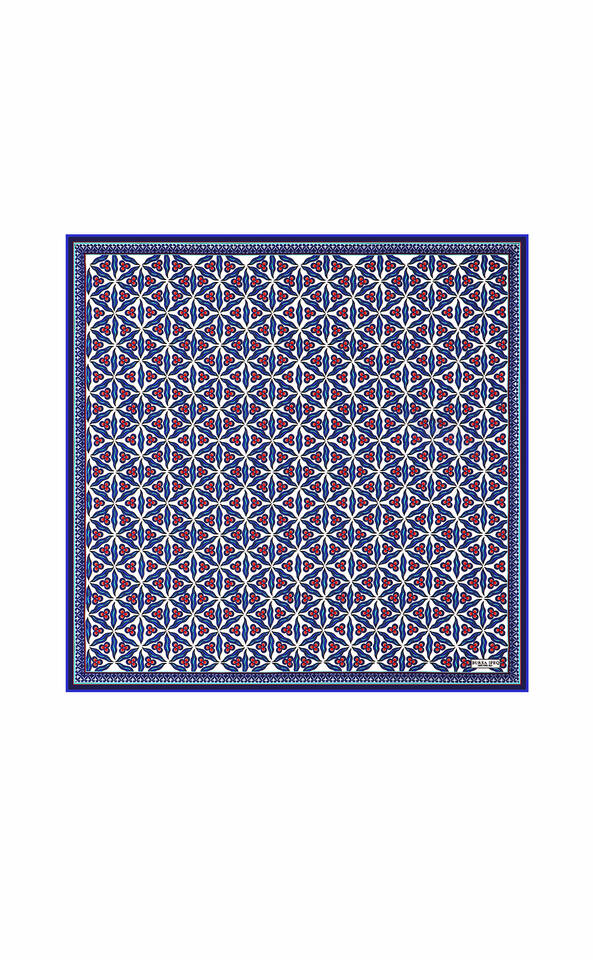 مربع جيب حريري بنمط سينتيماني باللون الأزرق الداكن من ساكس - Bursa İpek