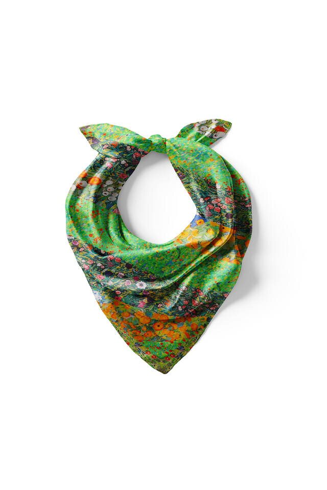 مربع الجيب الحرير نمط الزهور الخضراء - 2