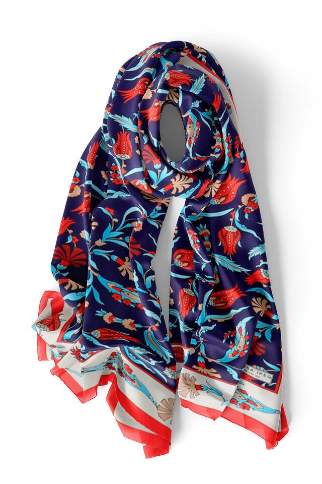 أزرق كحلي إكرو قرنفل توليب حرير - 3