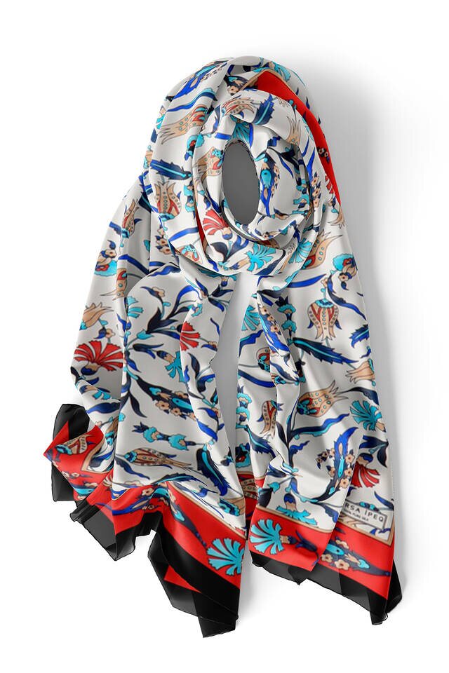 أحمر كحلي قرنفل قرنفل حرير - 3