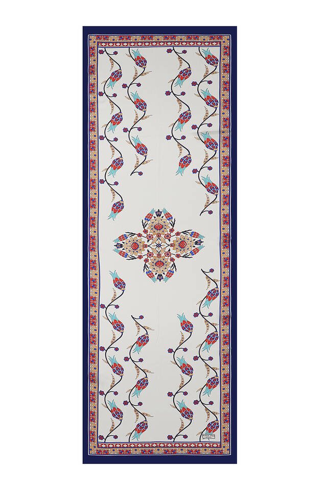 الذهب الأزرق الداكن خط توليب حرير فولارد - 4