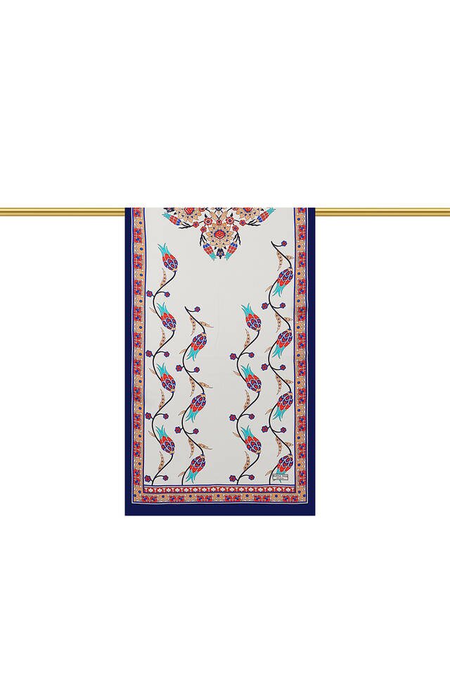 الذهب الأزرق الداكن خط توليب حرير فولارد - 2