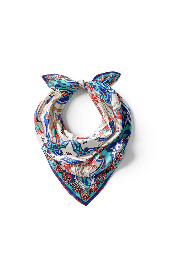 منديل جيب حريري بنمط القرنفل الأحمر النعناعي - 2