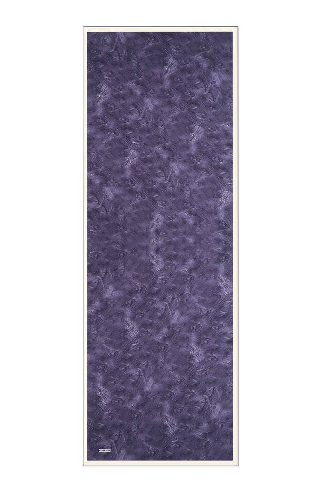 وشاح حرير بنمط فرشاة أزرق كحلي - 4