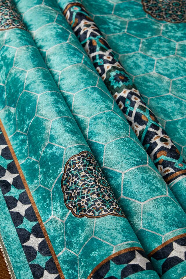 سجادة صلاة من المخمل الأخضر المائي - 2