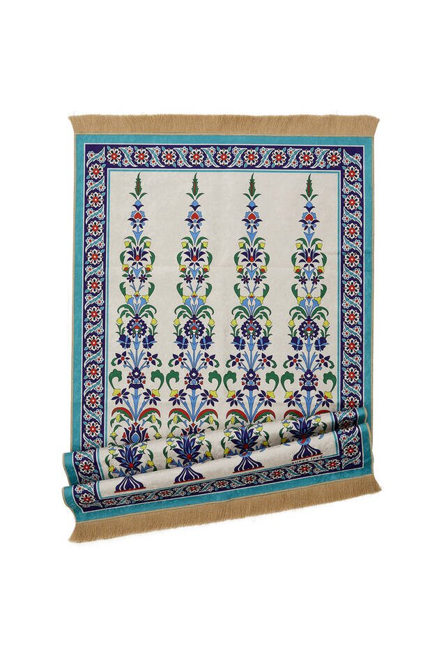 سجادة صلاة من المخمل الأخضر المائي - 4