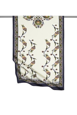 كاكي أزرق كحلي نمط توليب عريض حريري فولارد 