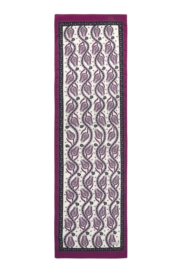 أصفر بنفسجي أصفر نمط توليب فولار حريري ضيق - 4