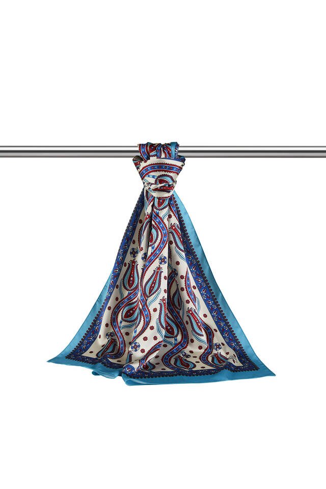 زاكس فيروزي بنمط توليب فولار حريري ضيق - 3