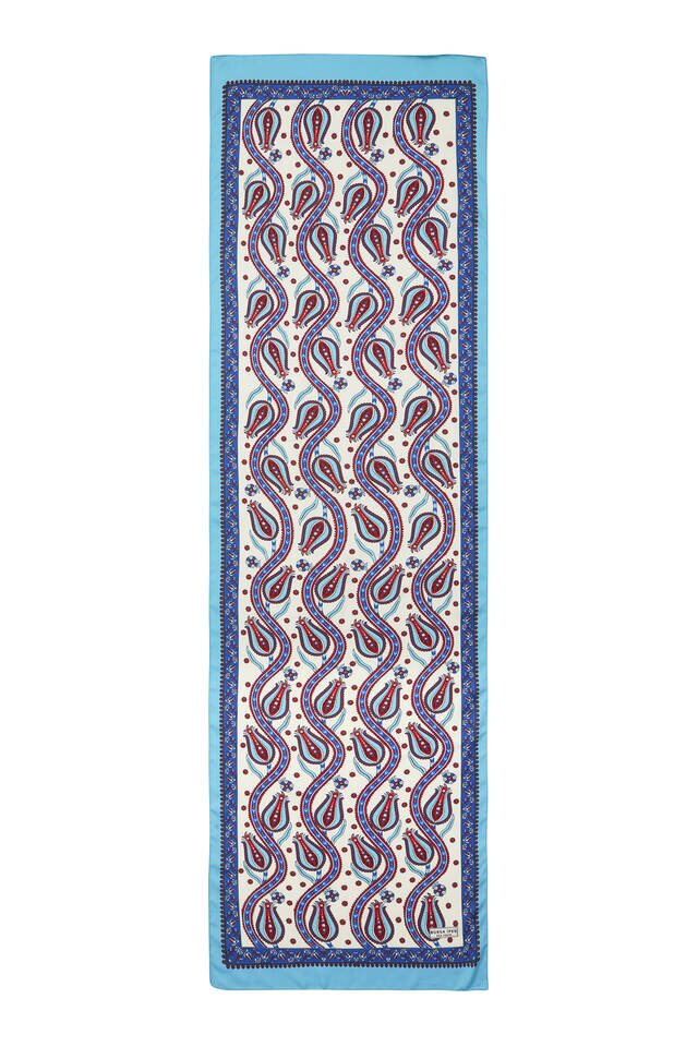 زاكس فيروزي بنمط توليب فولار حريري ضيق - 4