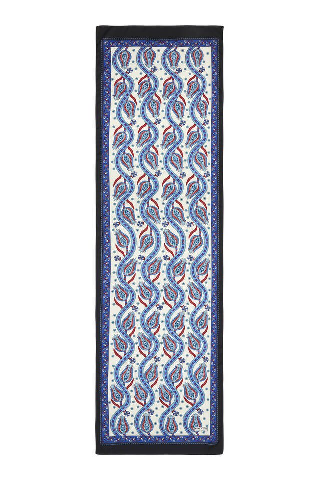 Saks أسود صف توليب نمط ضيقة حريري فولارد - 4