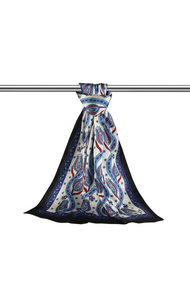 Saks أسود صف توليب نمط ضيقة حريري فولارد - 3