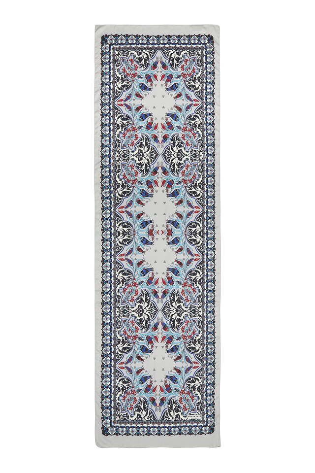 أسود رمادي توليب نمط ضيق حريري فولارد - 4