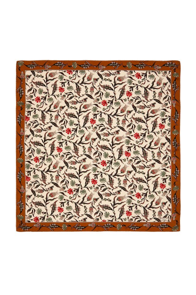 إكرو طابا قرنفل وشاح حرير بنمط توليب مربع 