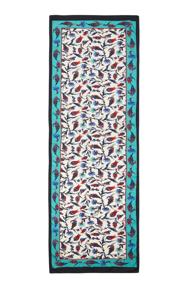 قرنفل أسود أخضر نمط توليب واسع حريري فولارد - 4