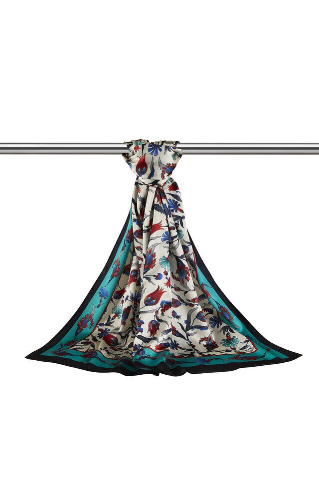 قرنفل أسود أخضر نمط توليب واسع حريري فولارد - 3