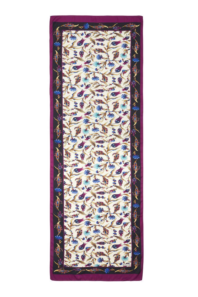 أرجواني أسود قرنفل نمط توليب واسع حريري فولارد - 4