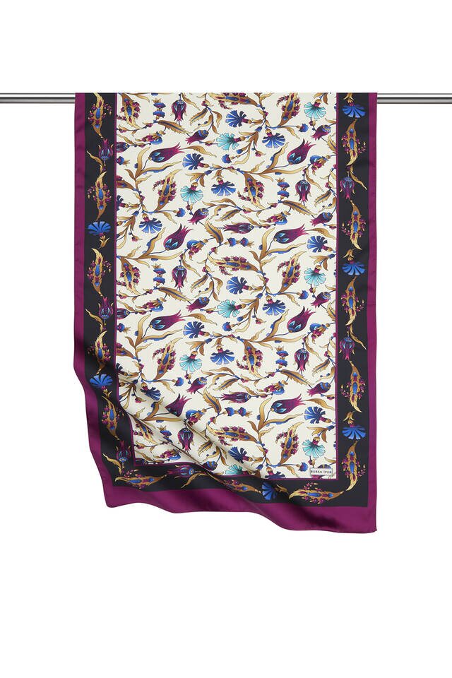 أرجواني أسود قرنفل نمط توليب واسع حريري فولارد - 1