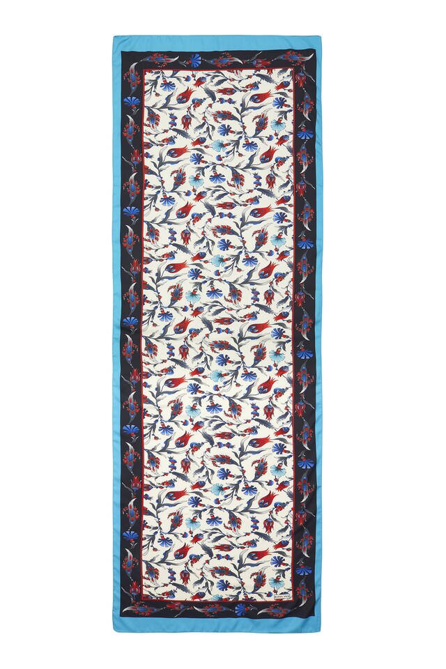 أسود فيروزي قرنفل نمط توليب واسع حريري فولارد - 4