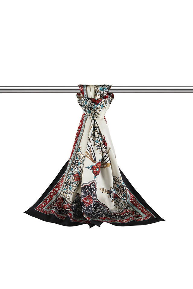 الشمعدان الأسود الأحمر نمط واسع حريري الفولار - 3