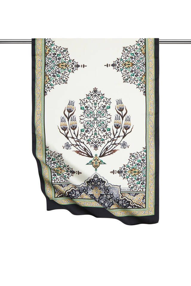 الشمعدان الأسود الذهبي نمط واسع حريري الفولار - Bursa İpek