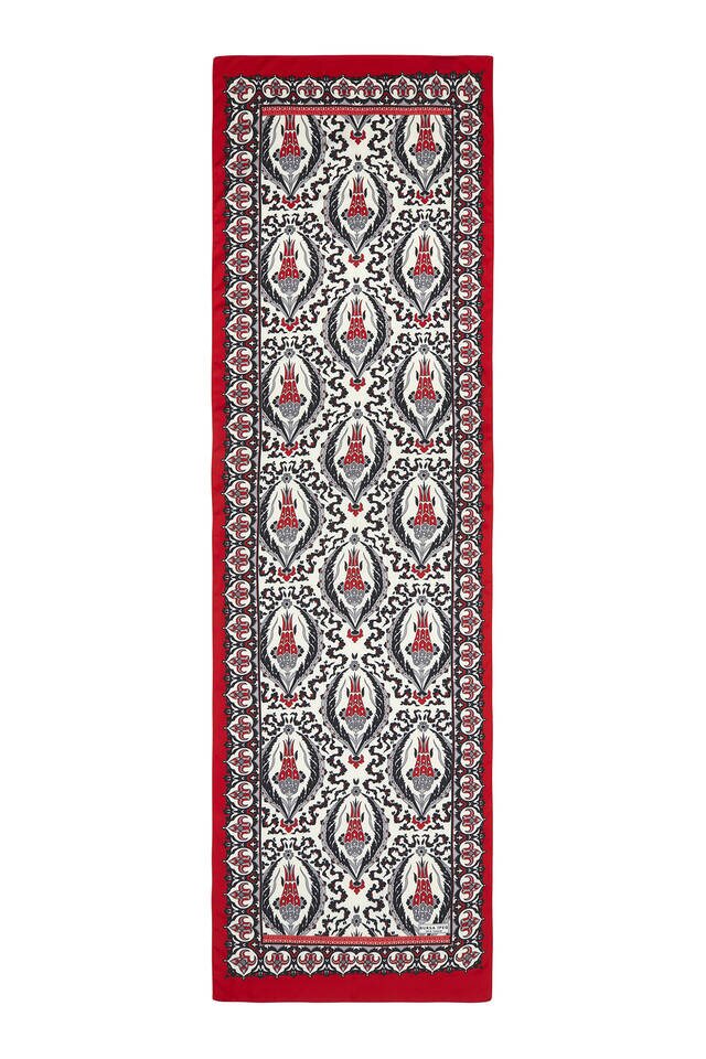 أسود أحمر قرنفل نمط ضيق حريري الفولار - 4