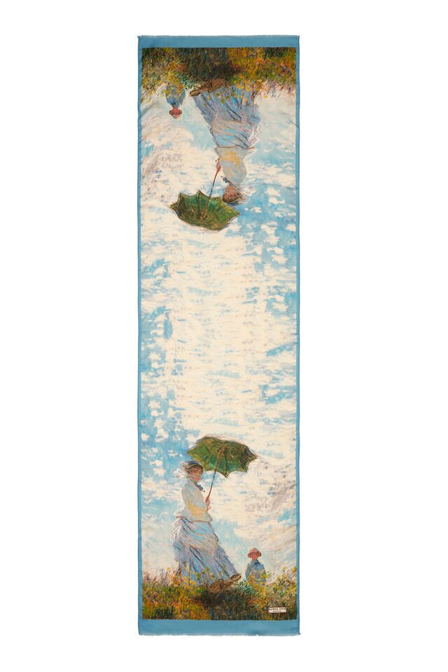 فتاة مع مظلة زرقاء الرسم الحريري Foulard - 5