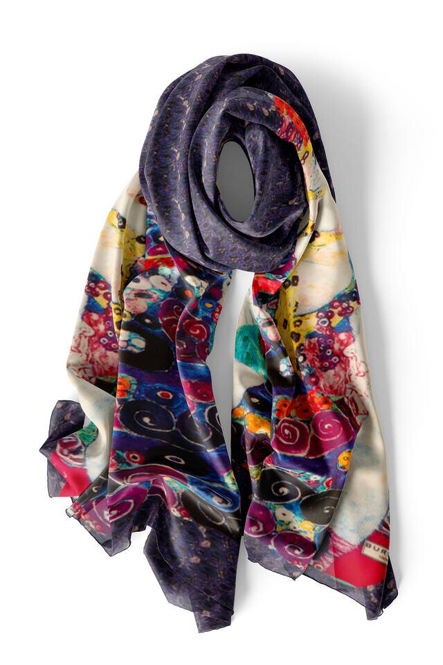 Foulard باللون الأزرق الداكن للفتيات الصغيرات بالحرير - 4