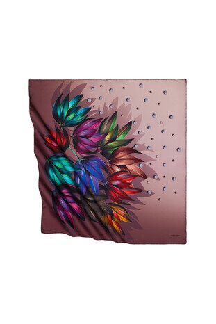 وشاح مربع حريري مجففة بنمط ماسي وردي 