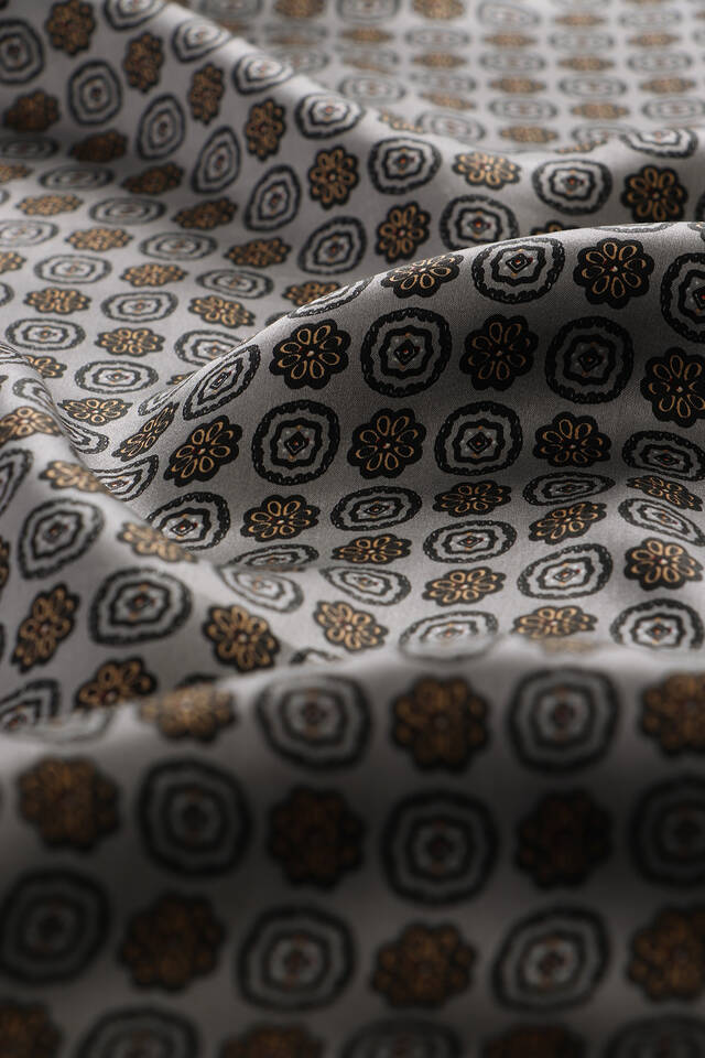 رمادي نمط الأزهار الرجال الحرير فولارد - 4