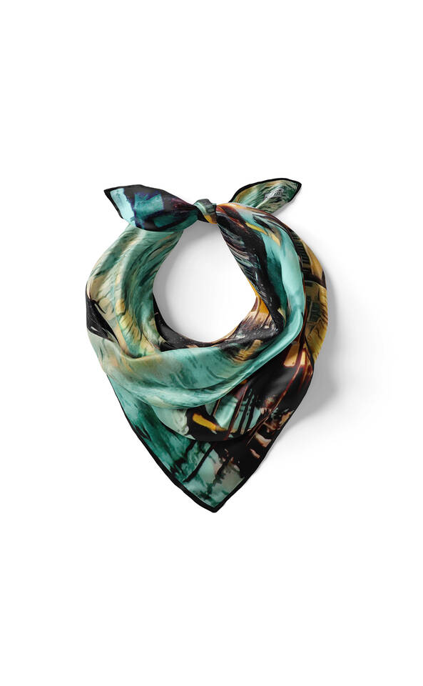 مربع جيب حريري بنمط البندقية باللون الأخضر المائي - 2