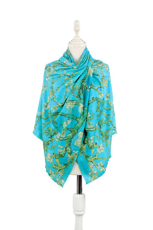 شال شتوي بنمط زهر اللوز الأخضر المائي 