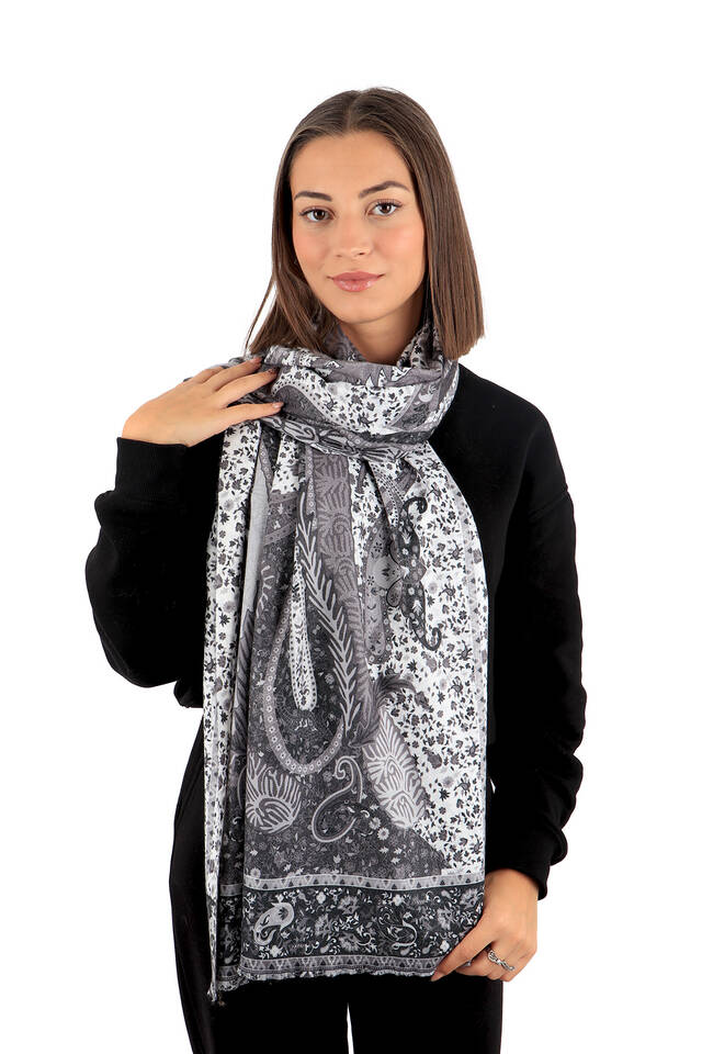 شال أسود نمط الشتاء شال - 2