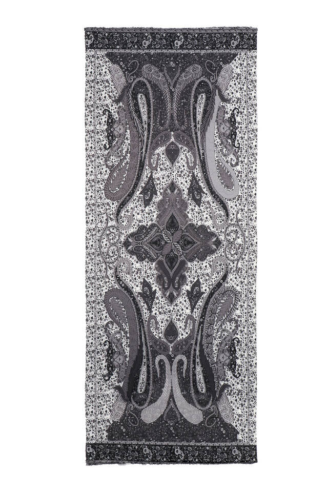 شال أسود نمط الشتاء شال - 4