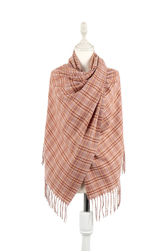 مسحوق أصفر منقوش نمط الشتاء شال - Bursa İpek