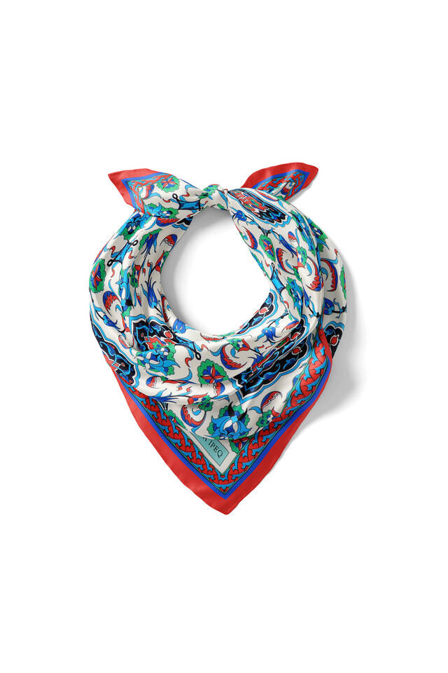 مربع جيب حريري بنمط البلاط الأحمر - 2