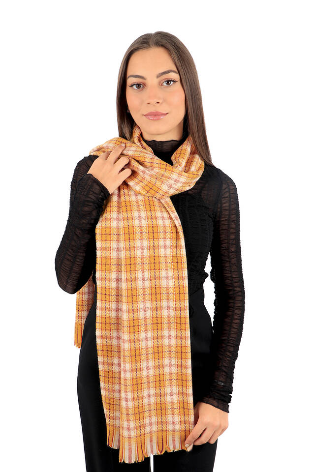 الأصفر الأرجواني نمط منقوشة الشتاء شال - 2