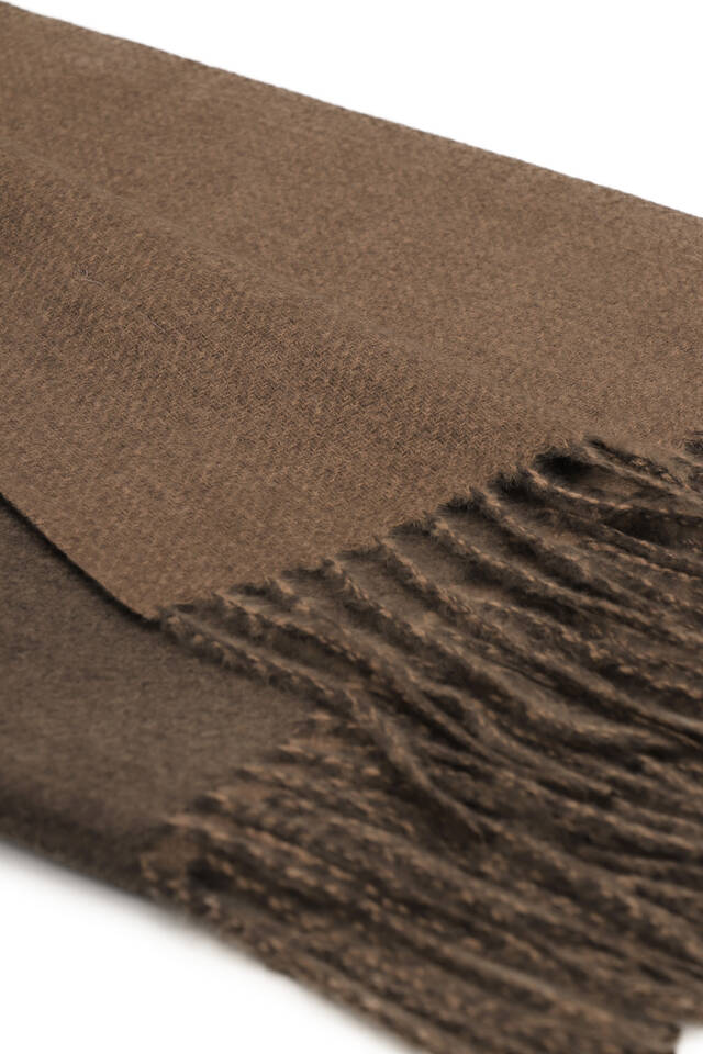 شال شتوي مزدوج الجوانب باللون البني المر - 4