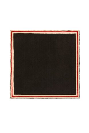 مربع جيب حرير عادي يحده أسود - Thumbnail