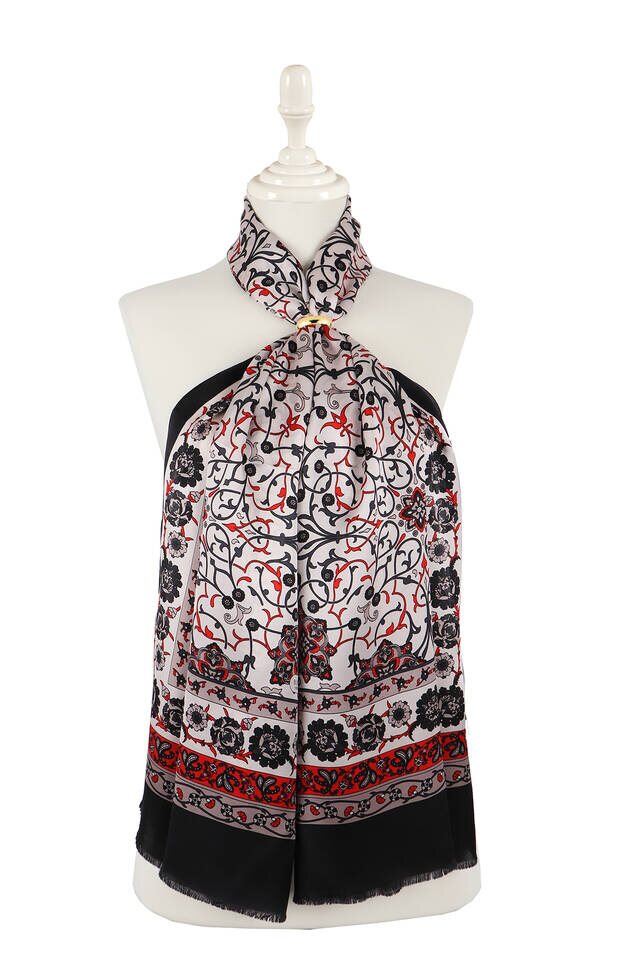 فولار حرير أسود آيفي رمادي - 1